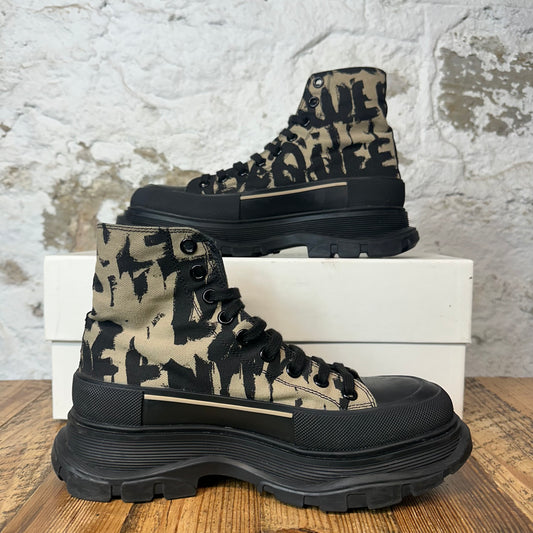 Alexander Mcqueen Beige Black Tread Boot Sneaker Sz 7 (40)