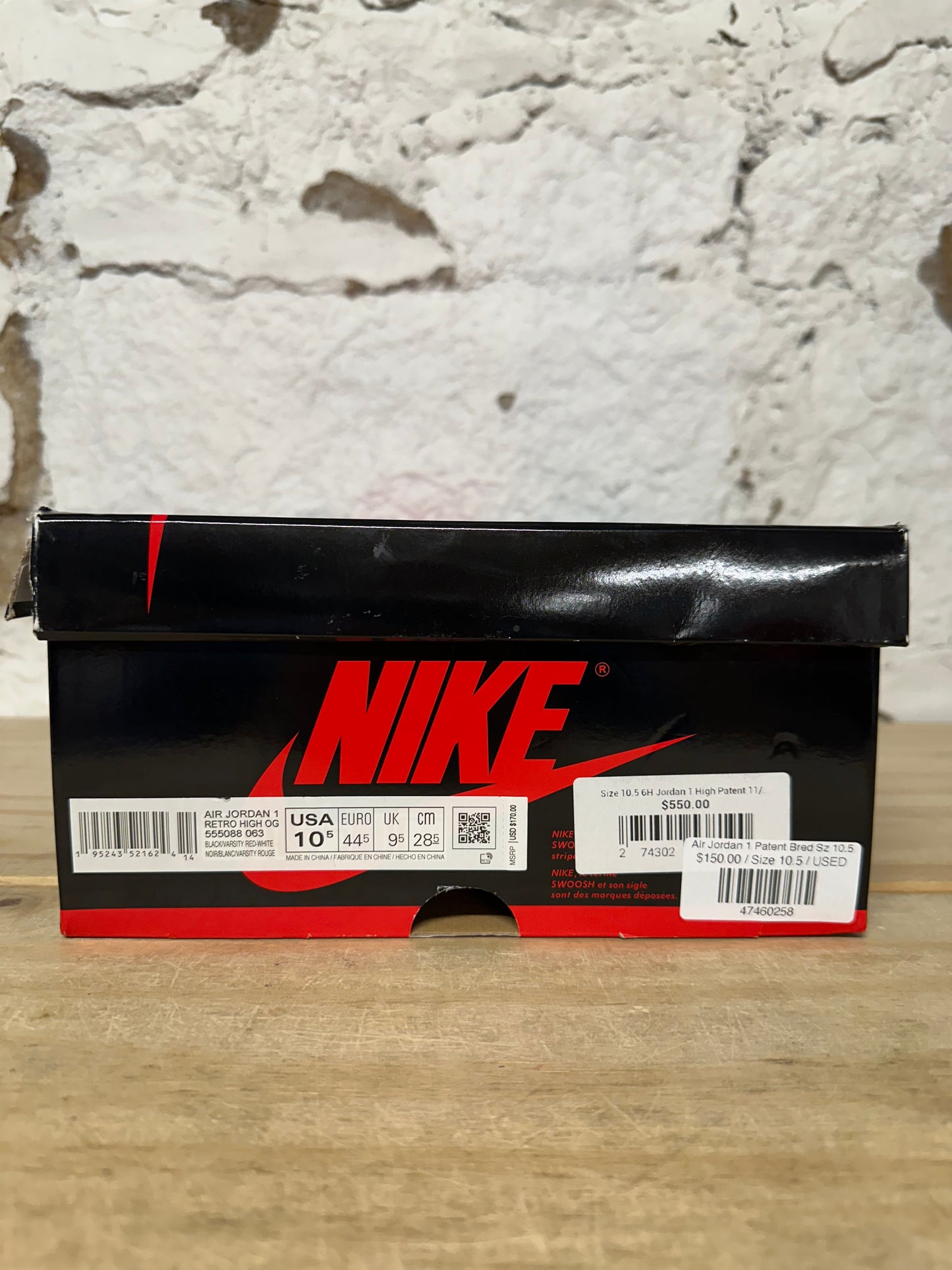 Air Jordan 1 High Patent Bred Sz 10.5