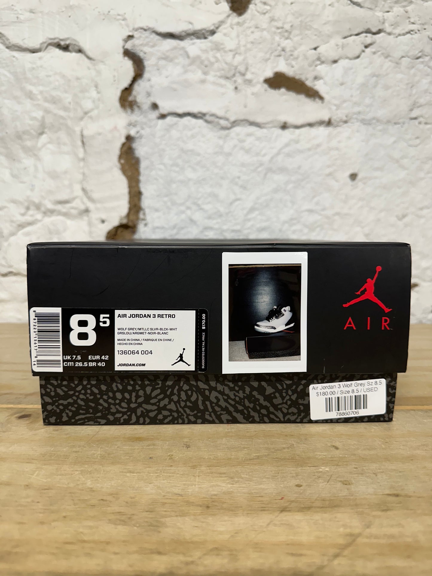 Air Jordan 3 Wolf Grey Sz 8.5