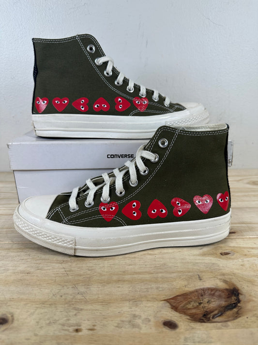 Converse Chuck Taylor All Star 70 HI CDG Multi-Heart Green Sz 8.5