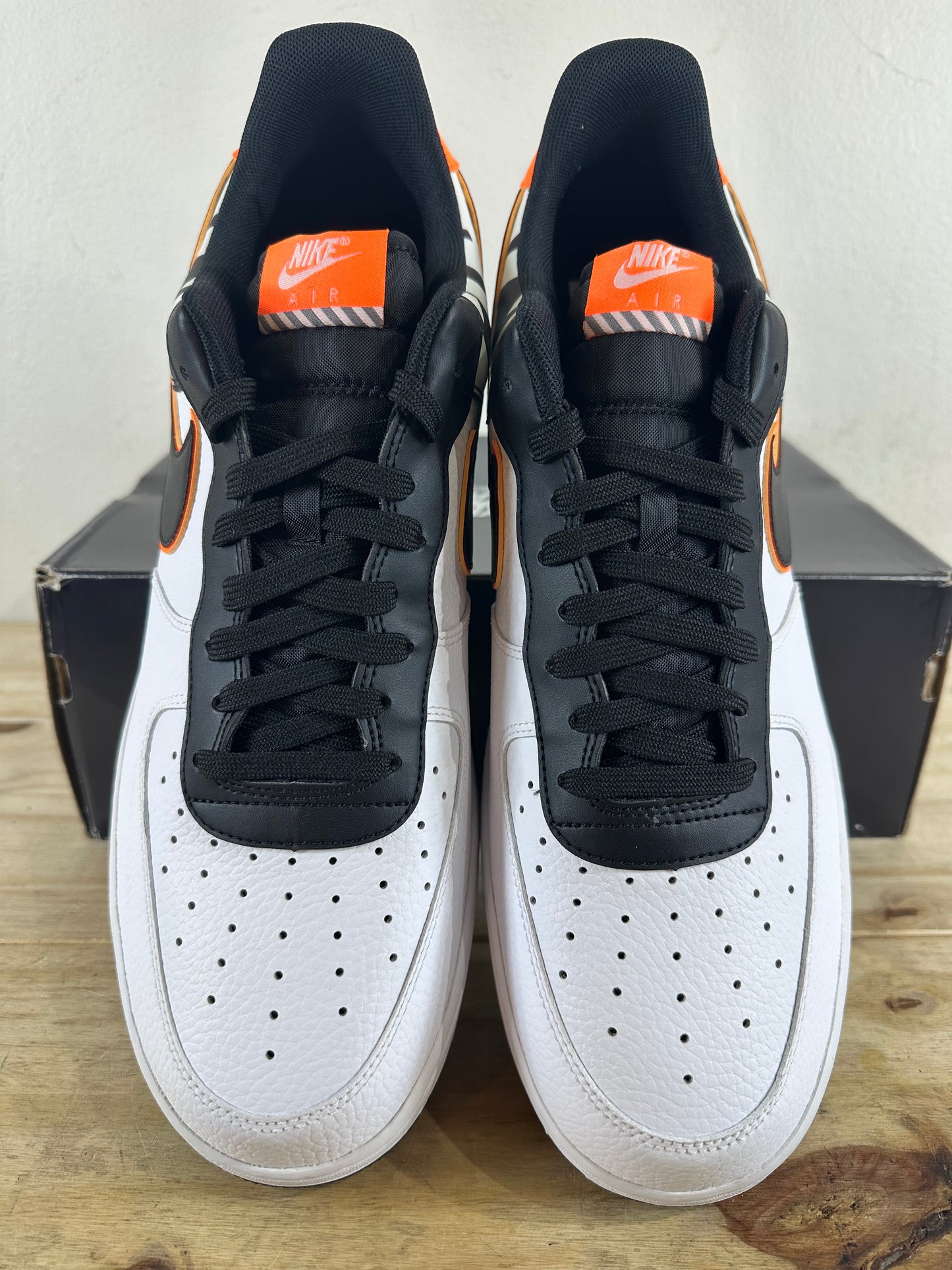 Nike Air Force 1 Low White Black Orange Sz 14 DS