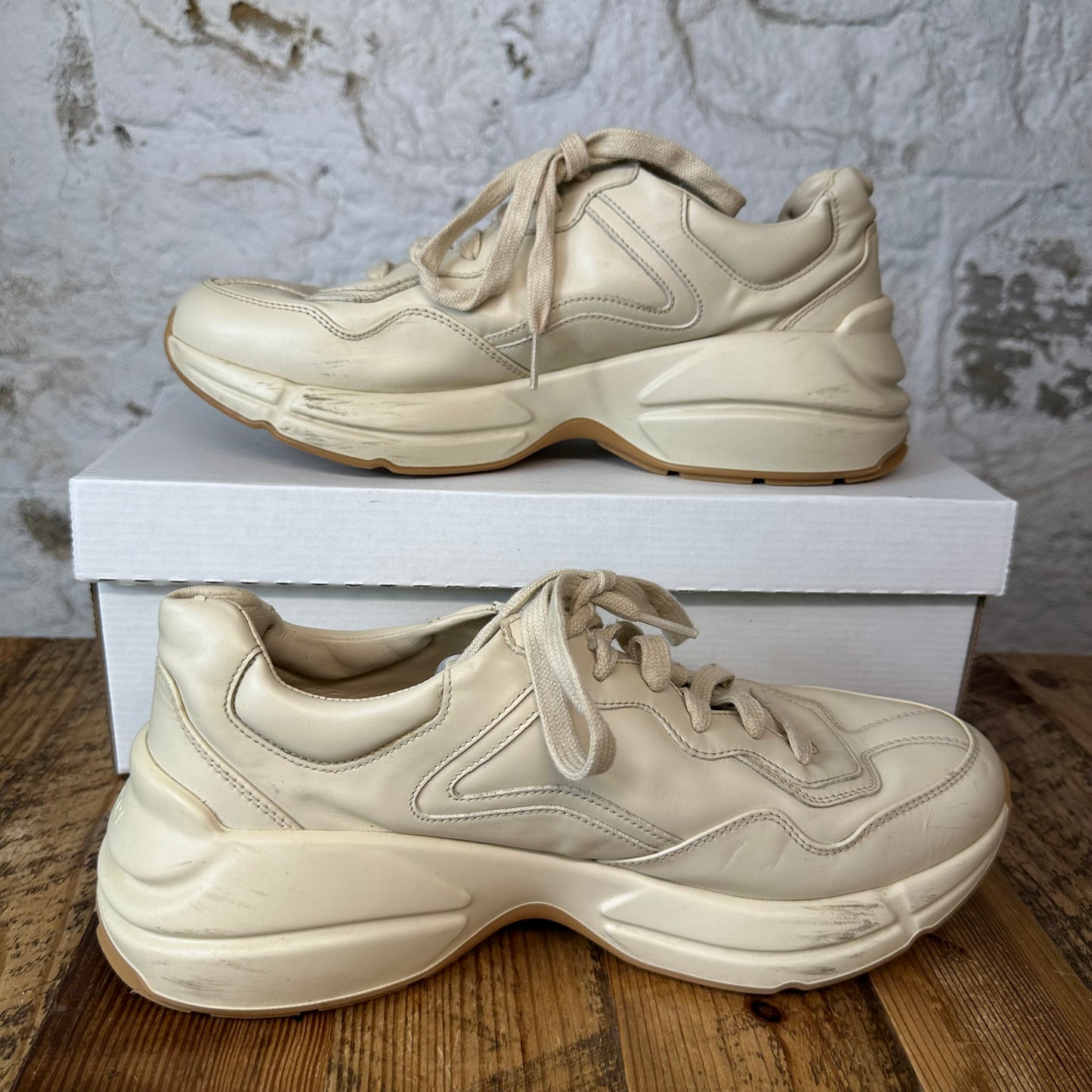 Gucci Rython Mickey Mouse Cream Sneaker Sz 8.5 No Box