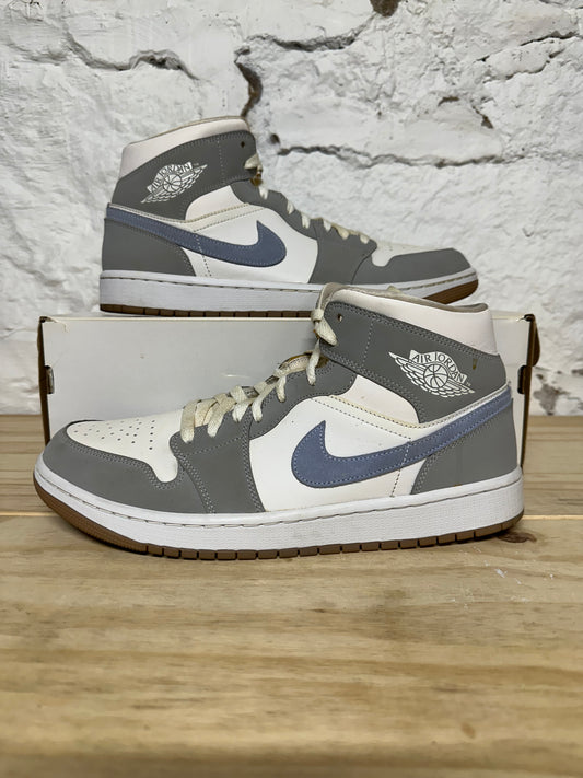 Air Jordan 1 Mid Wolf Grey Aluminum Sz 10.5 (12W)