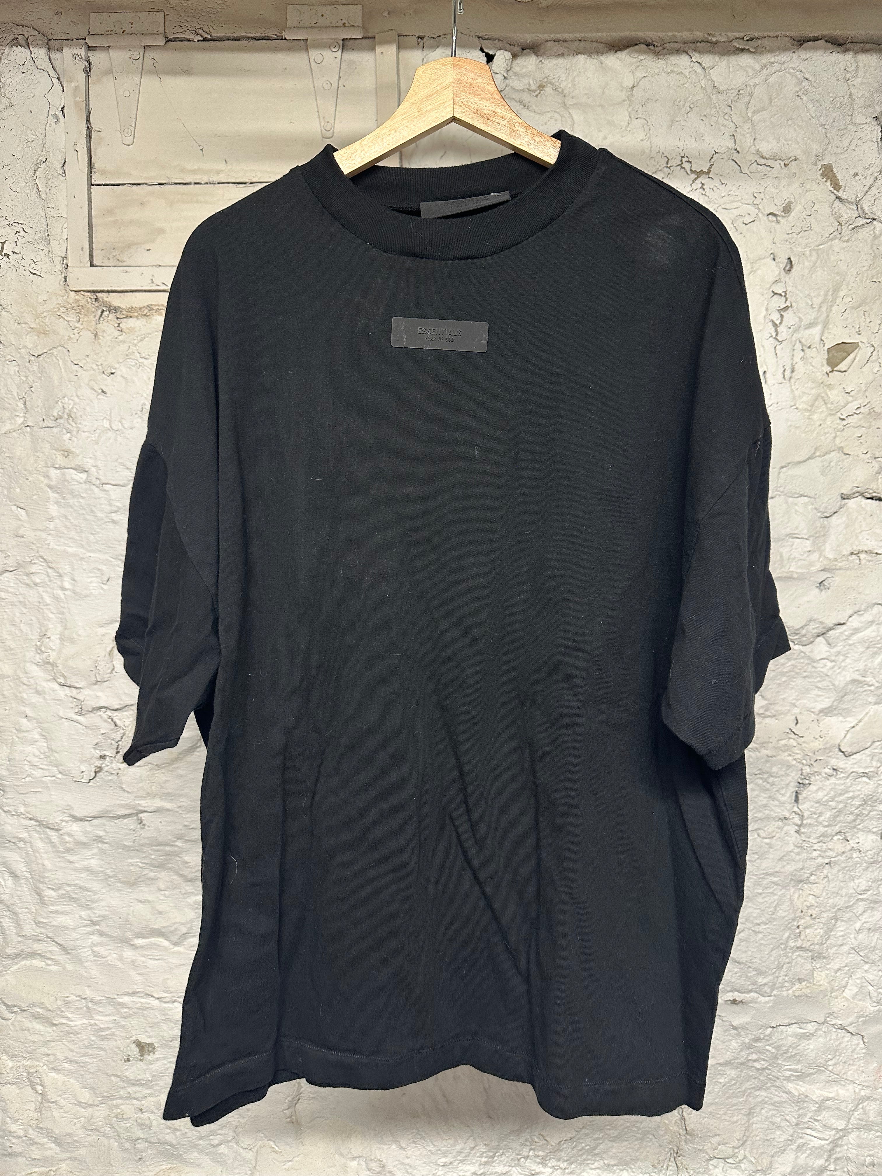 Fear of God Essentials Rubber Logo Black T-Shirt Sz M