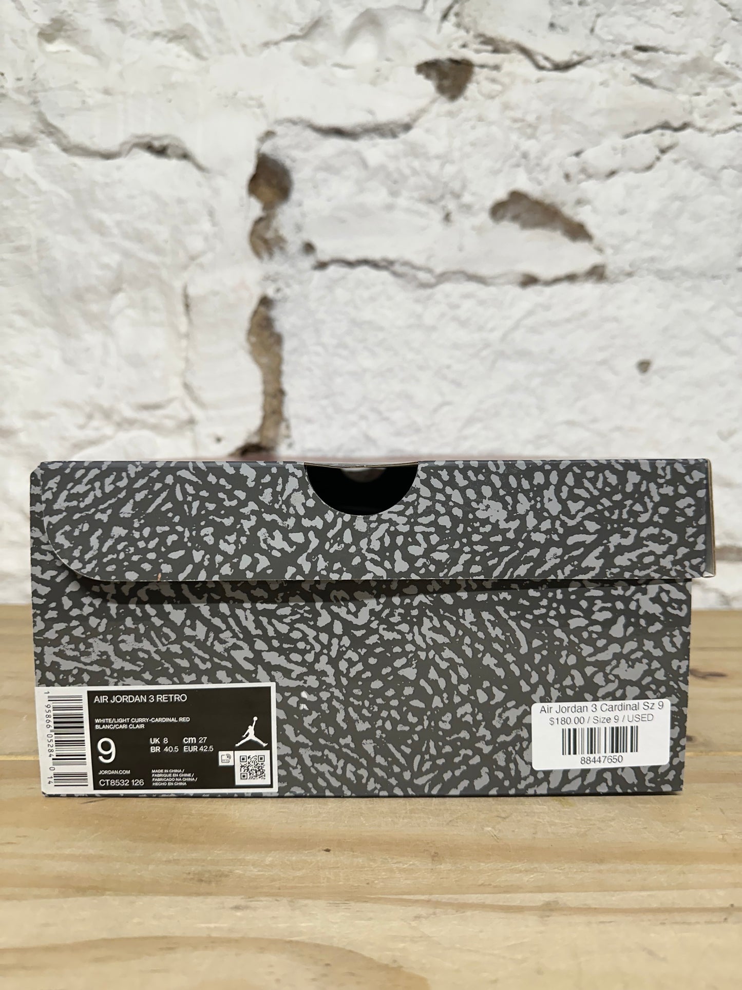 Air Jordan 3 Cardinal Sz 9