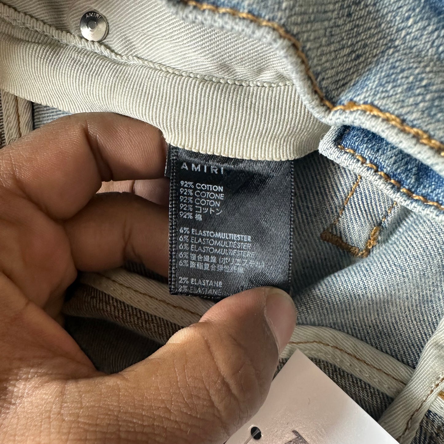 Amiri Black Brown Paisley Flame Blue Denim Jeans Sz 34