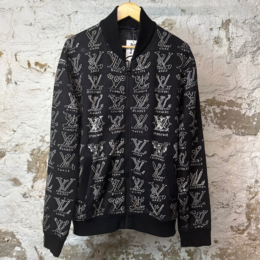 Louis Vuitton Cartoon Jacquard Zip Up Jacket Black Sz L