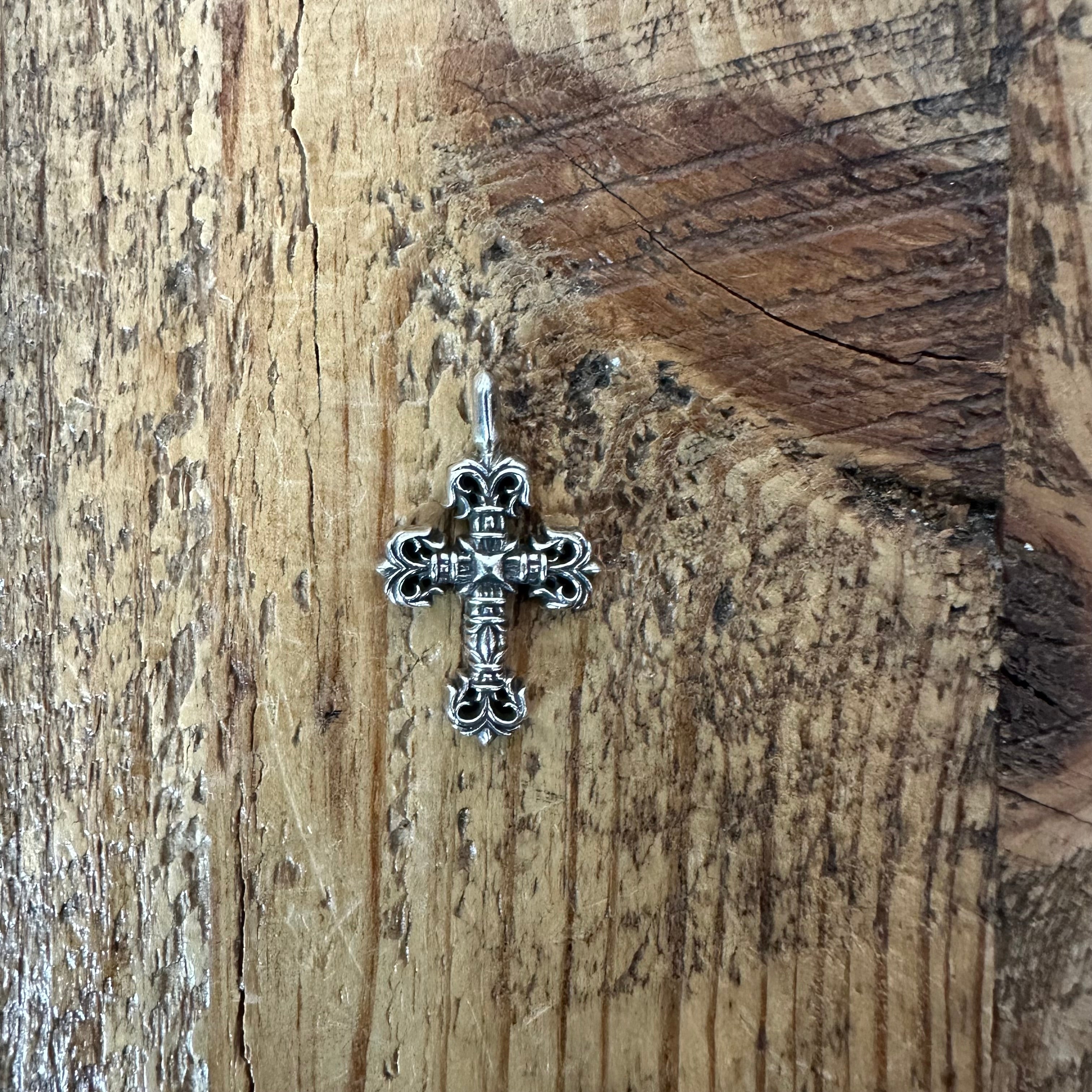 Chrome Hearts Silver Filigree Cross Pendant W/ Pouch