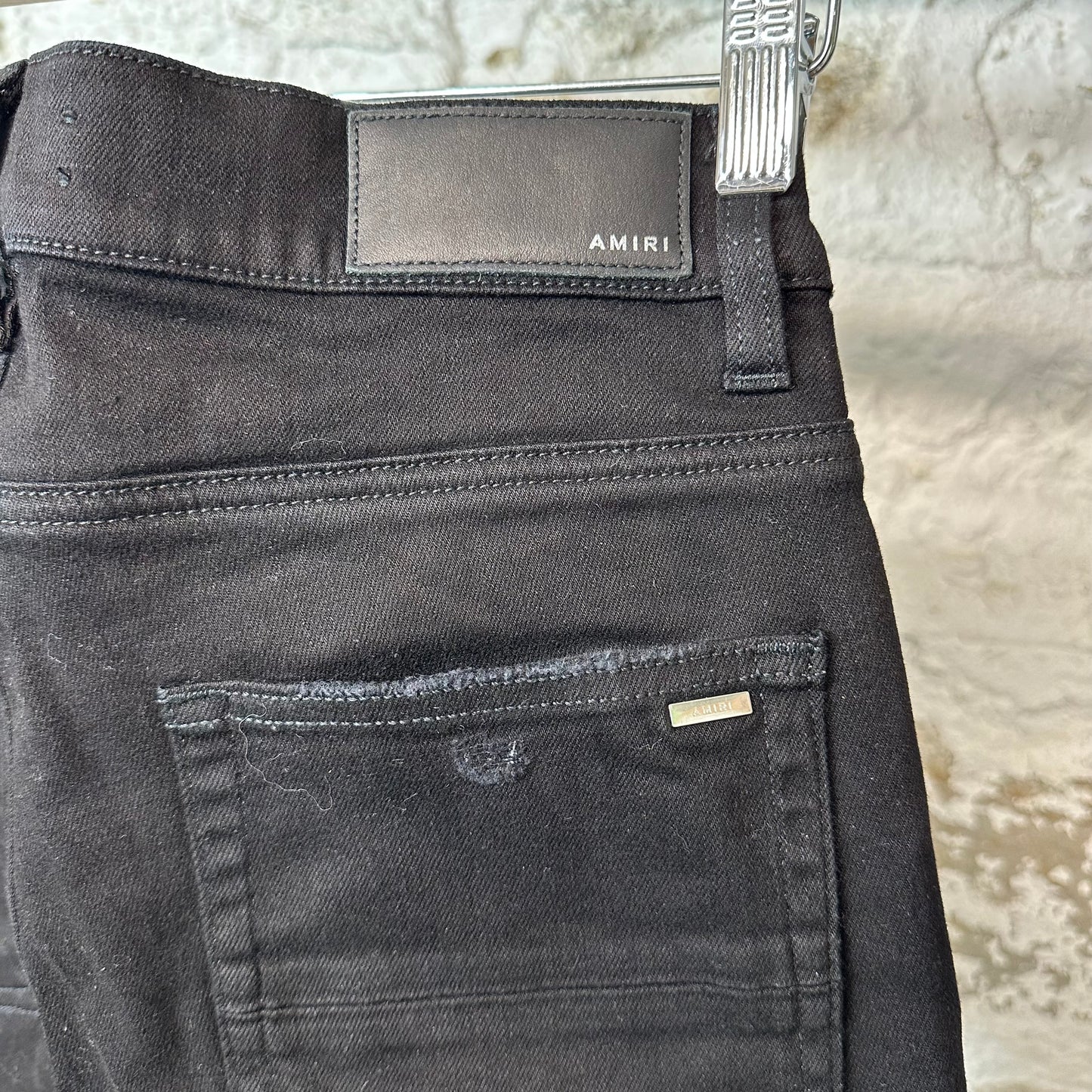 Amiri Gold Bones Black Denim Jeans Sz 30