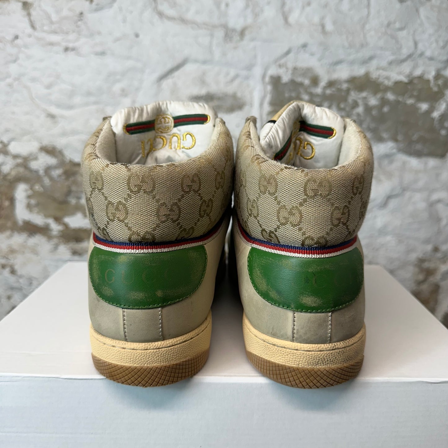 Gucci High Beige GG Monogram Screener Sneaker Sz 9.5