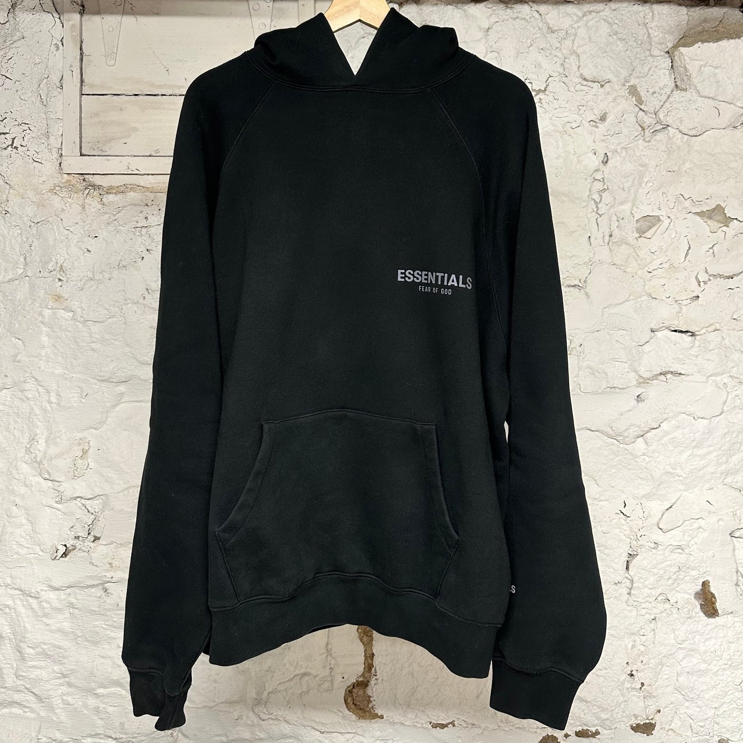 Fear of God Essentials Black Small Spellout Hoodie Sz L