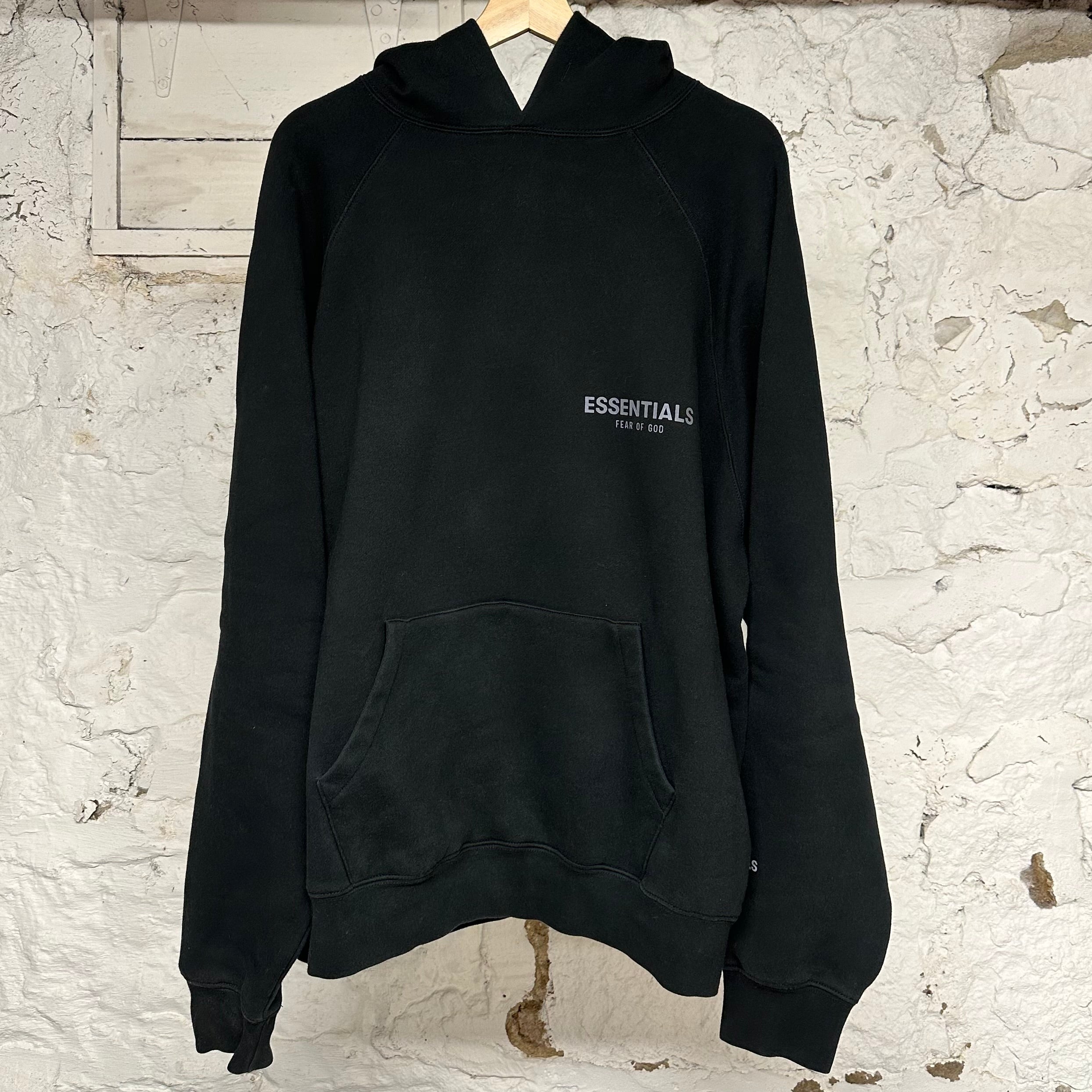 Fear of God Essentials Black Small Spellout Hoodie Sz L