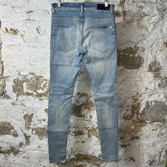 Amiri MX1 Cracked Orange Blue Denim Jeans Sz 29