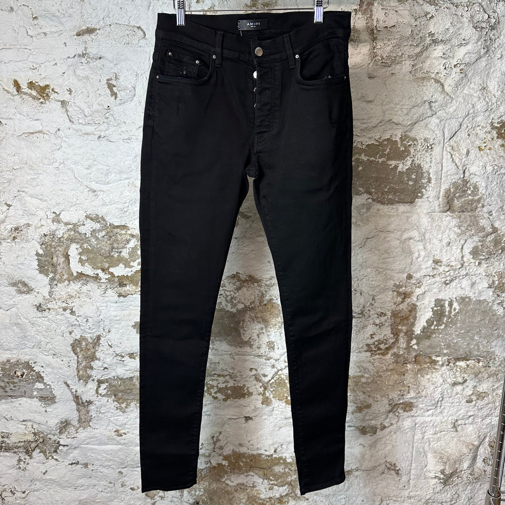 Amiri Plain Black Denim Jeans Sz 32