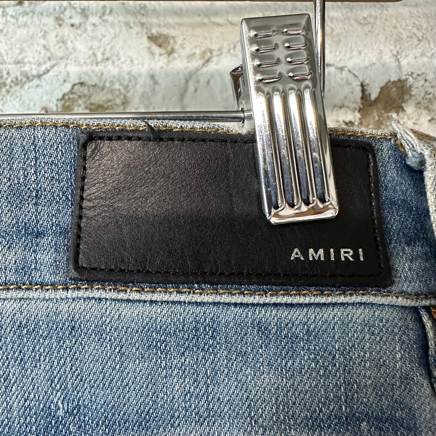 Amiri MX1 Black Suede Blue Denim Jeans Sz 31