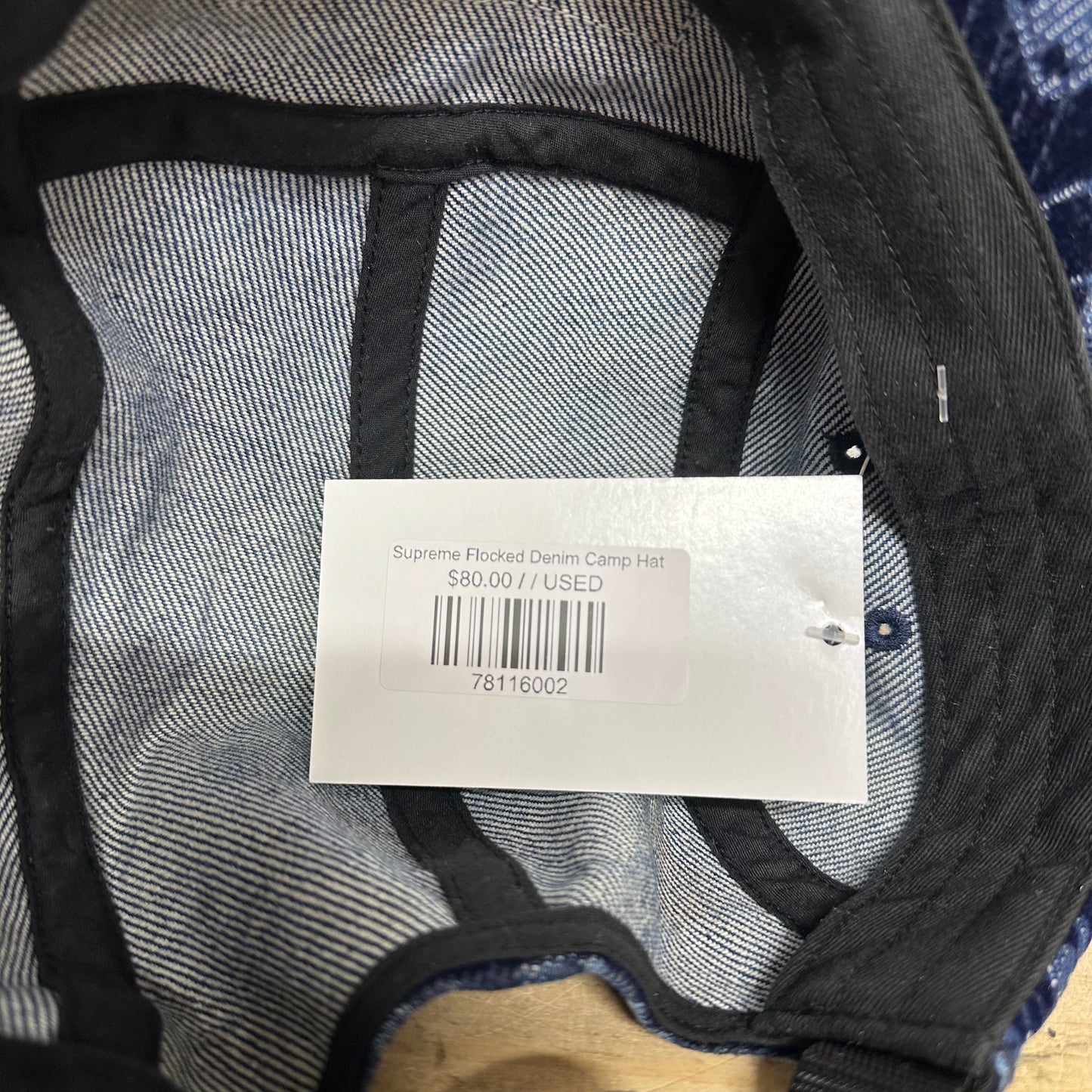 Supreme Flocked Denim Camp Hat