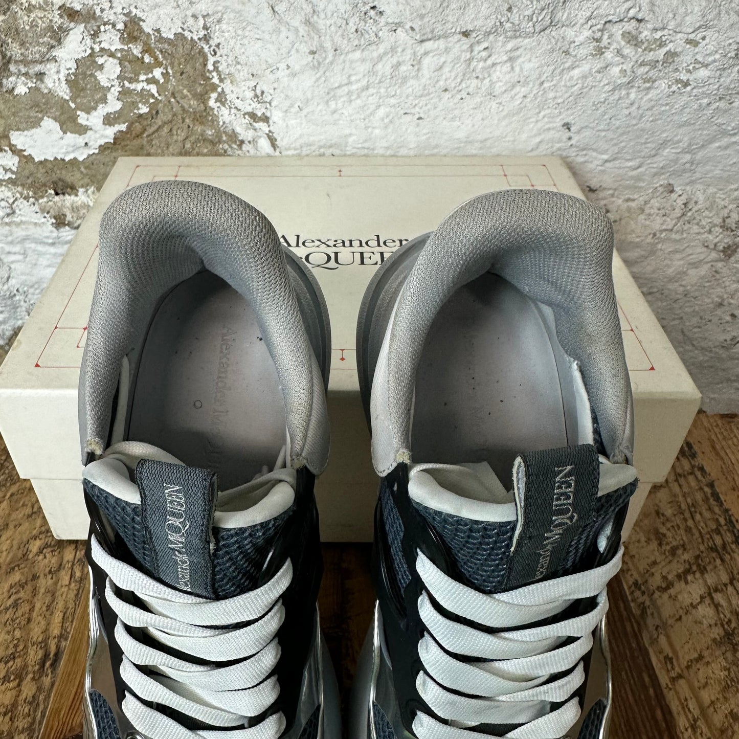 Alexander Mcqueen Black Silver Nappa Joy Sneaker Sz 9.5 (42.5)