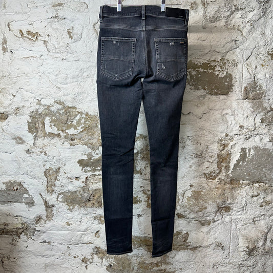 Amiri MX1 Black Paisley Thrasher Grey Denim Jeans Sz 28