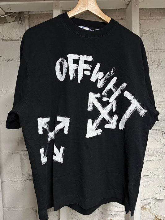 Off-White Painted Black T-Shirt Sz S