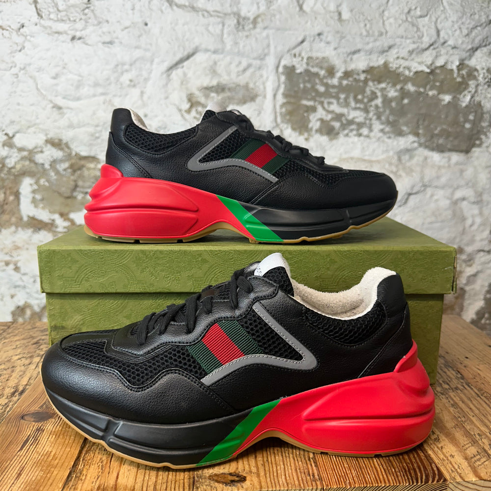 Gucci Rhyton Black Red Green Sneaker Sz 9