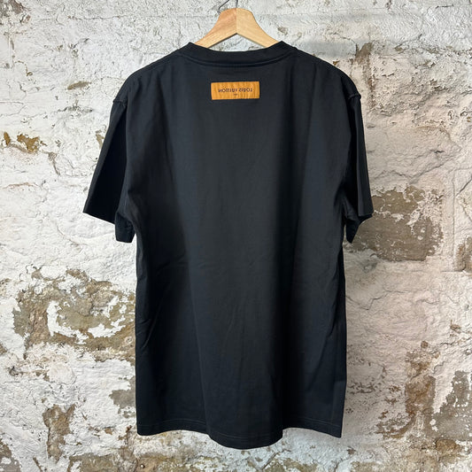 Louis Vuitton Embossed Logo Black T-Shirt Sz L