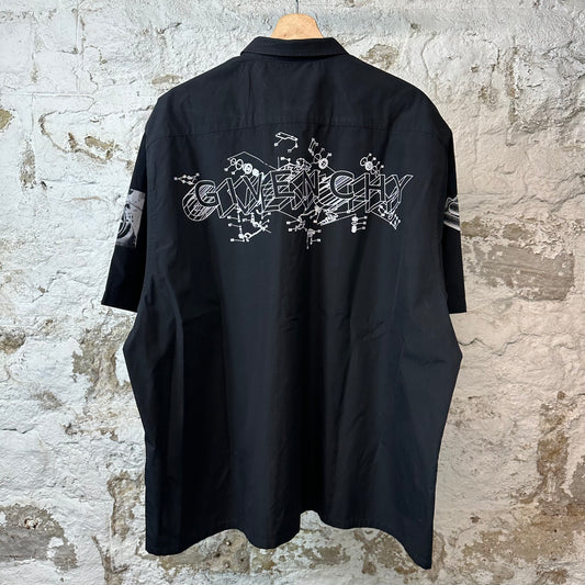 Givenchy Poplin Schematics Button Up Shirt Black Sz XXL