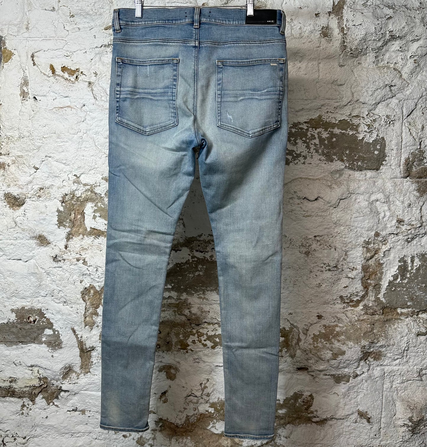 Amiri MX1 Red Suede Blue Denim Jeans Sz 34