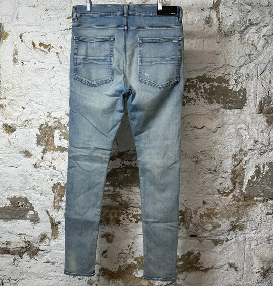 Amiri MX1 Red Suede Blue Denim Jeans Sz 34