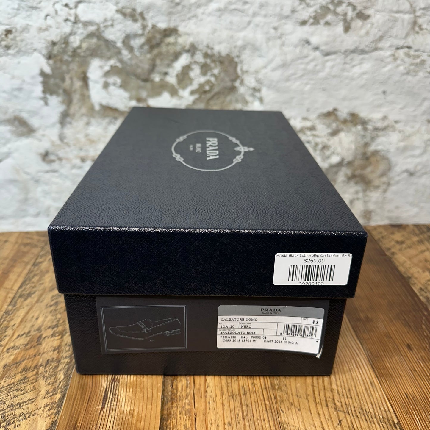 Prada Black Lether Slip On Loafers Sz 8.5