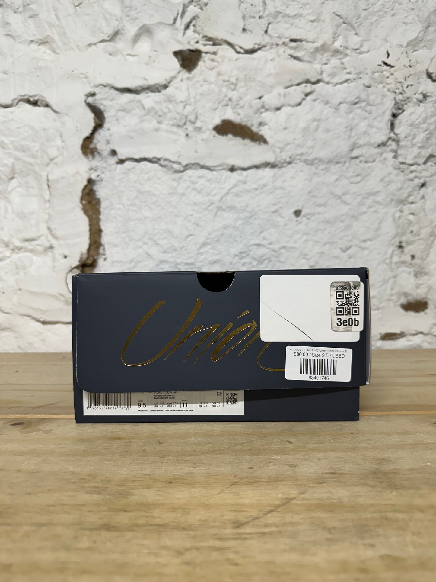 Air Jordan 1 Low AJKO Union White Canvas Sz 9.5