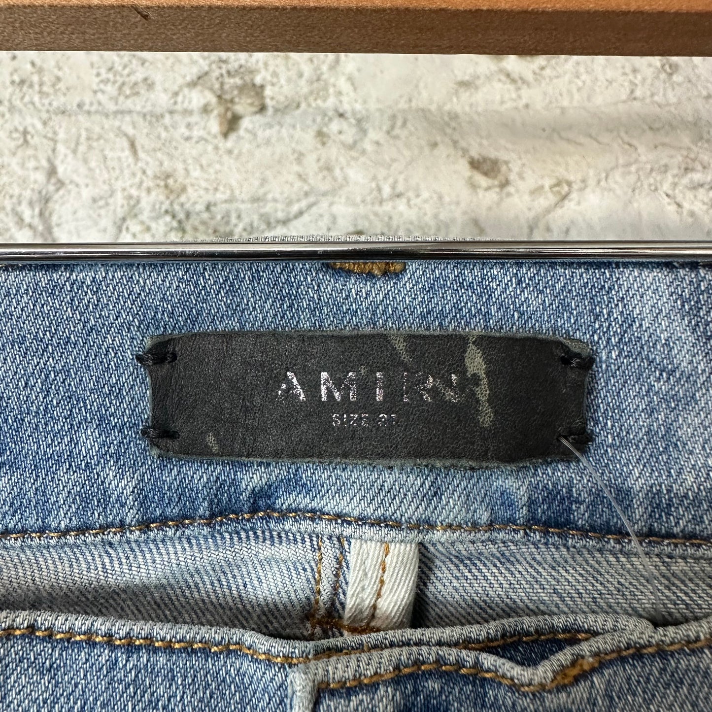 Amiri MX1 Yellow Suede Blue Denim Jeans Sz 31