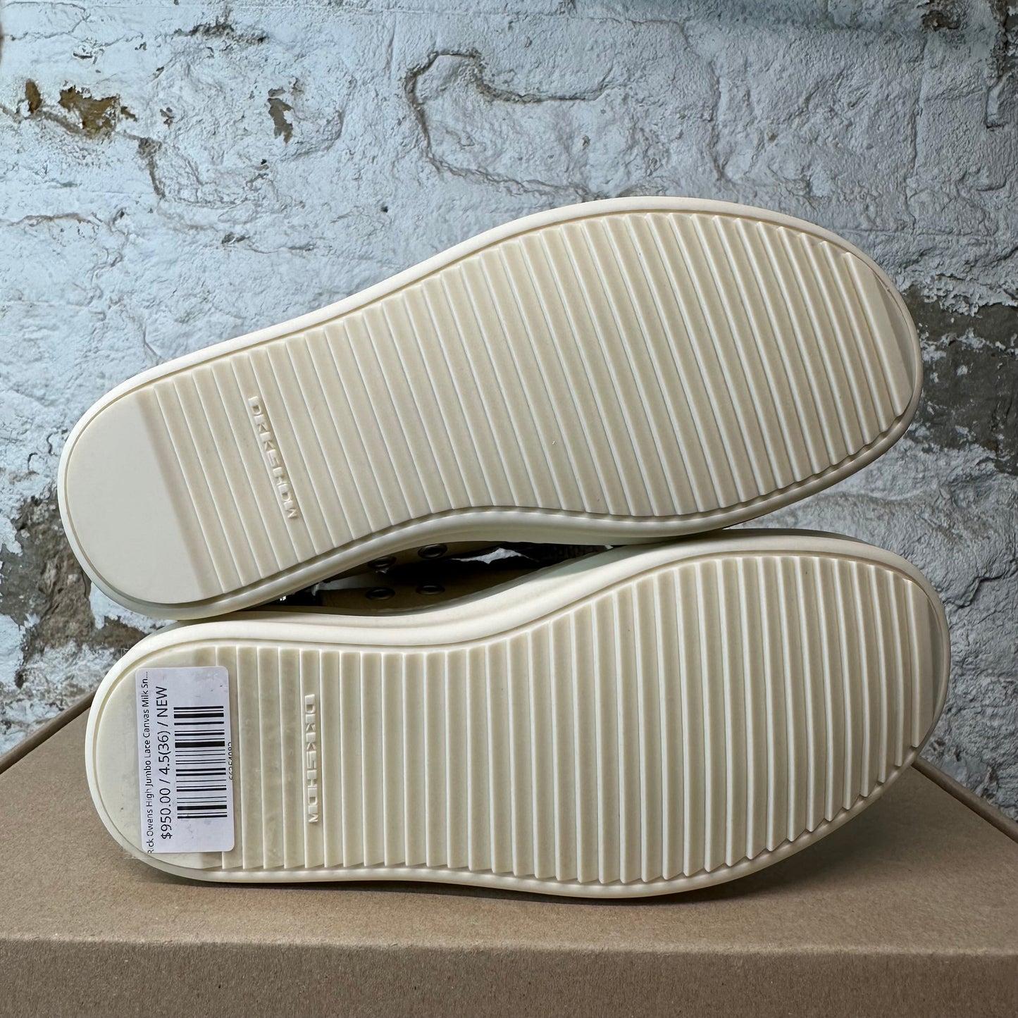 Rick Owens High Jumbo Lace Canvas Milk Sneaker DS