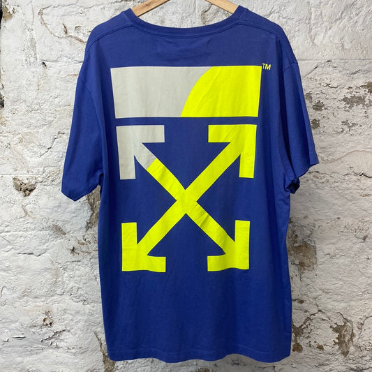 Off-White Yellow Blue Diagonals T-shirt Sz S