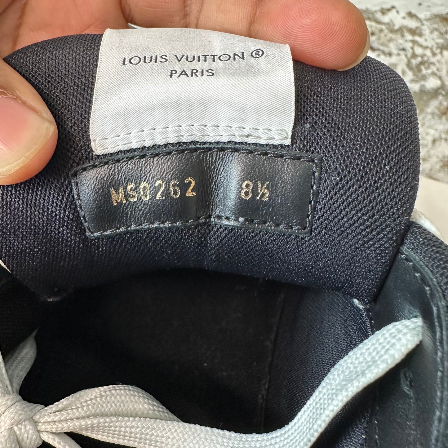 Louis Vuitton Black White Strap Trainer Sneaker Sz 10 (8.5LV)
