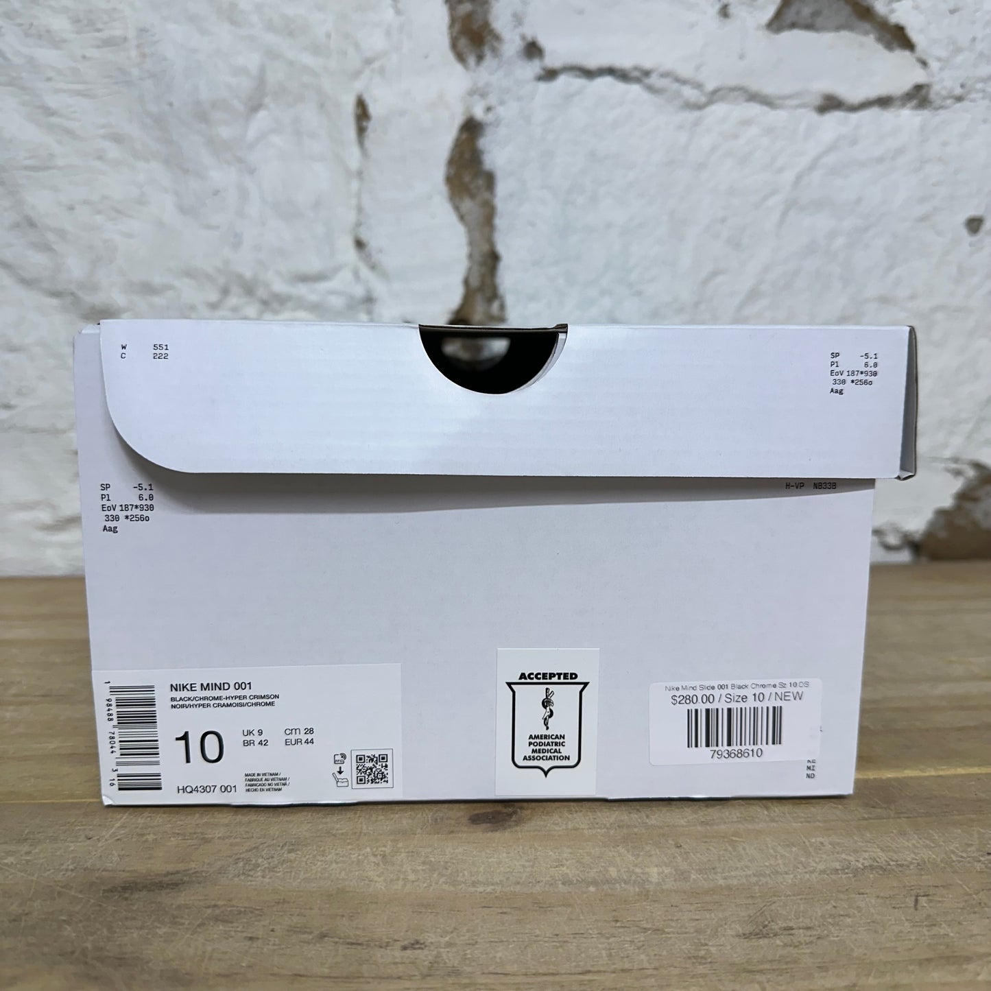 Nike Mind Slide 001 Black Chrome Sz 10 DS