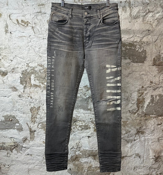 Amiri Military Stencil Grey Denim Jeans
