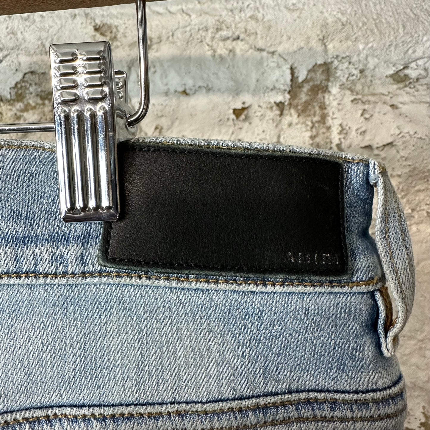 Amiri MX1 Light Blue Suede Blue Denim Jeans Sz 38