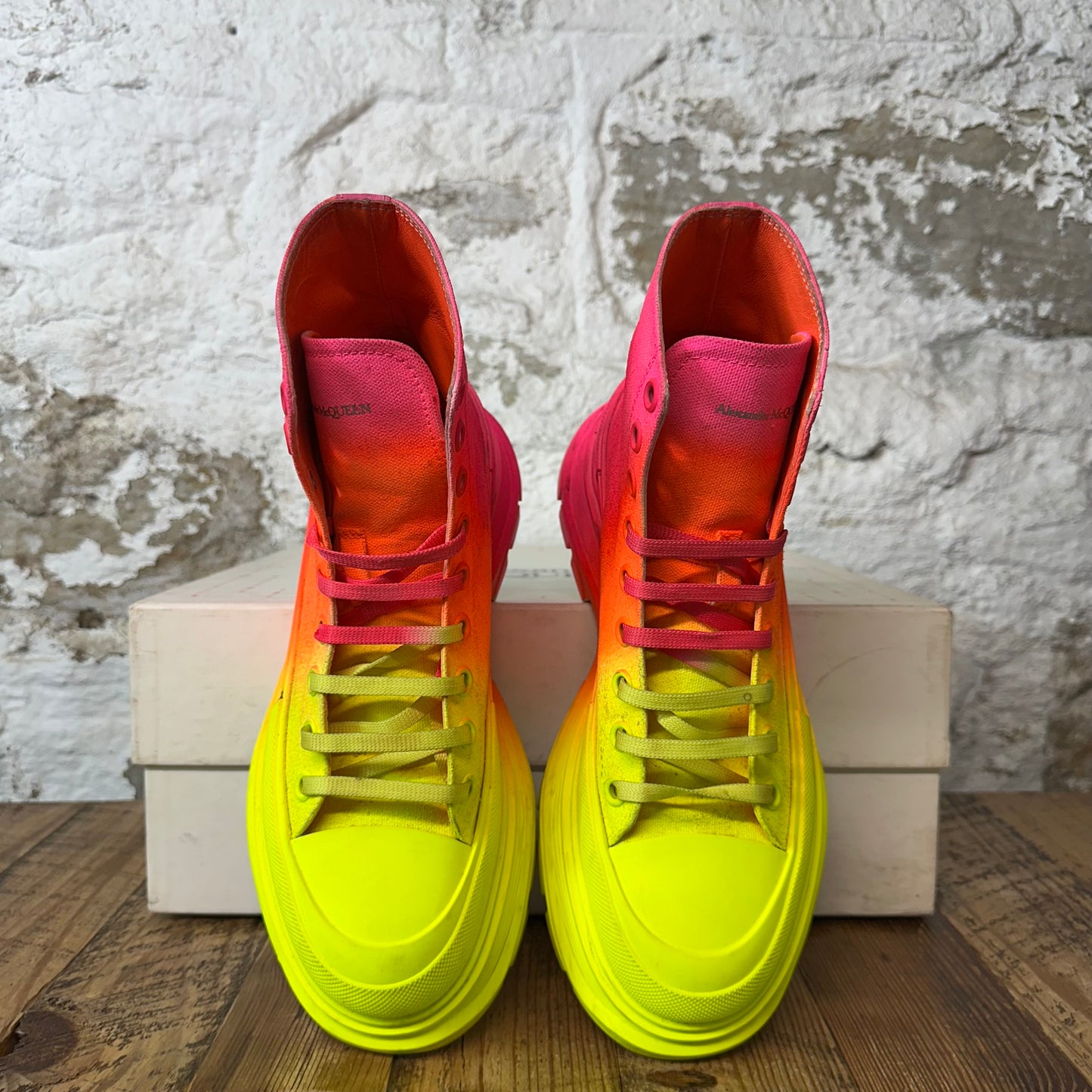 Alexander Mcqueen Pink Yellow Orange Tread Boot High Sz 7 (40)