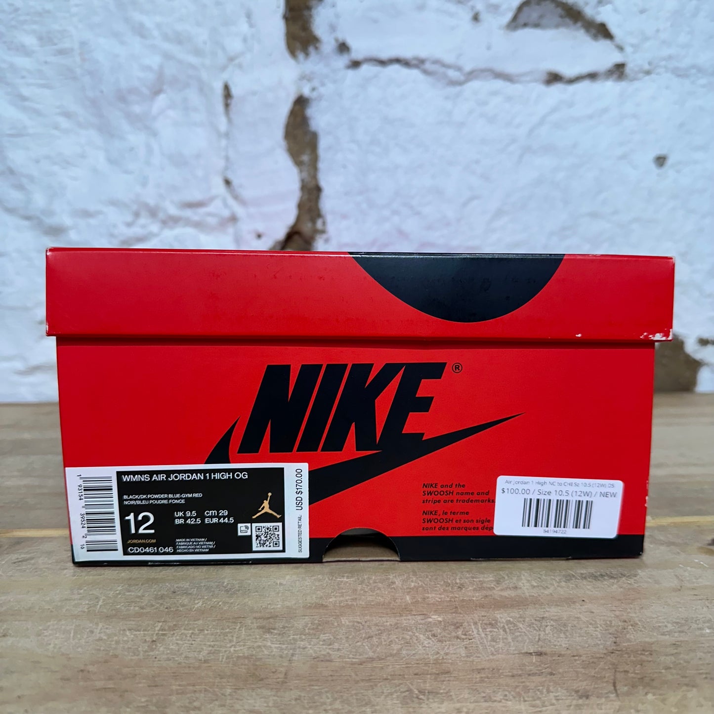 Air Jordan 1 High NC to Chi Sz 10.5 (12W) DS