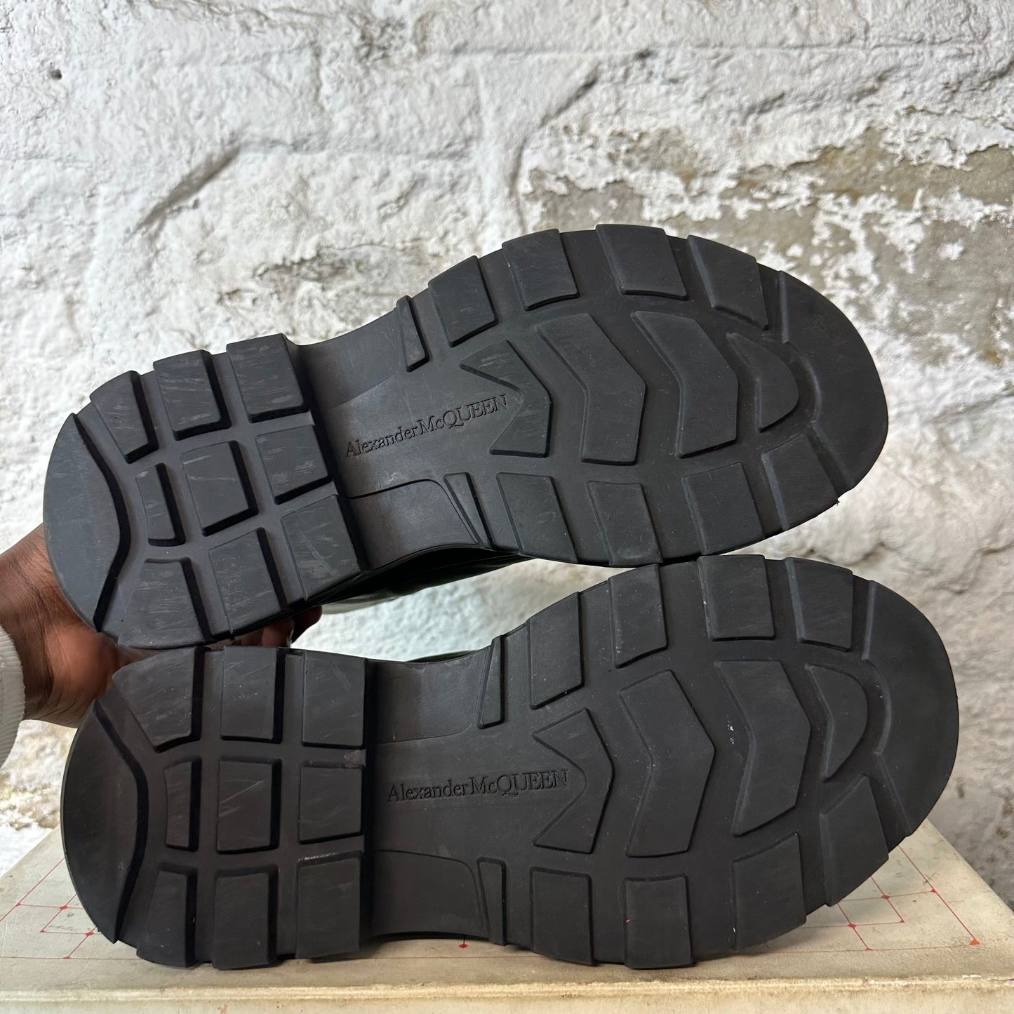 Alexander Mcqueen Black Green Tread Boot High Sz 10 (43)