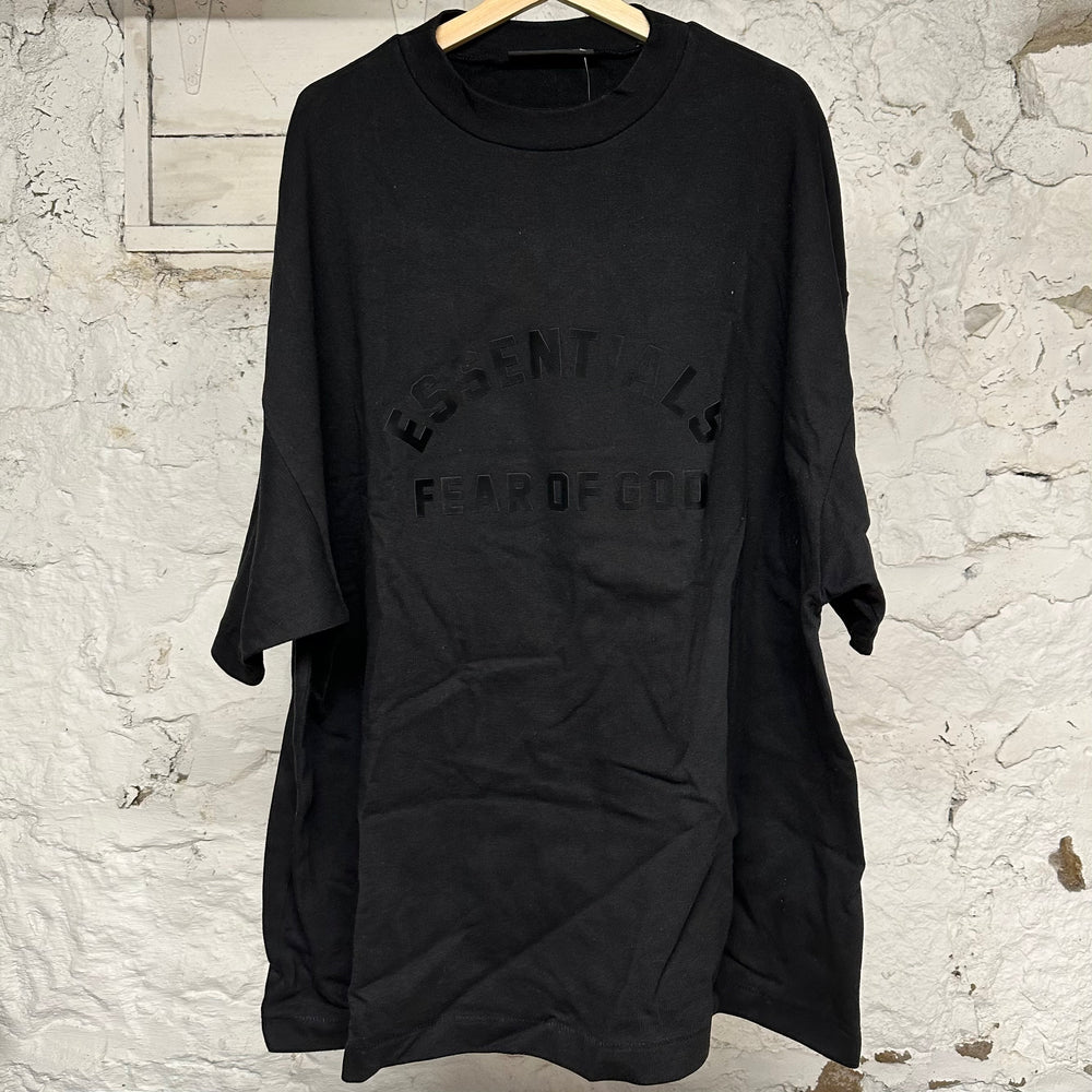 Fear of God Essentials Black Felt Chest Logo T-Shirt Sz L