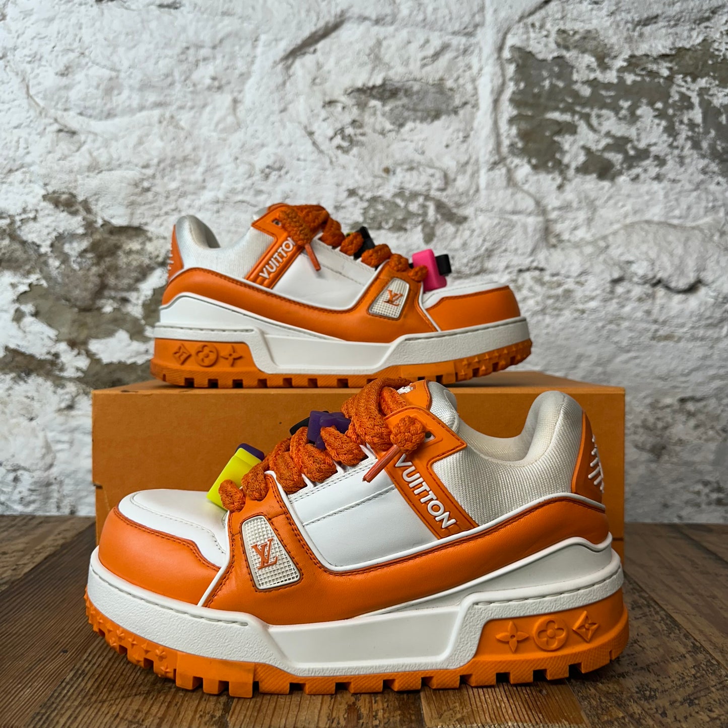 Louis Vuitton Orange White Maxi Trainer Sz 6.5 (5LV)