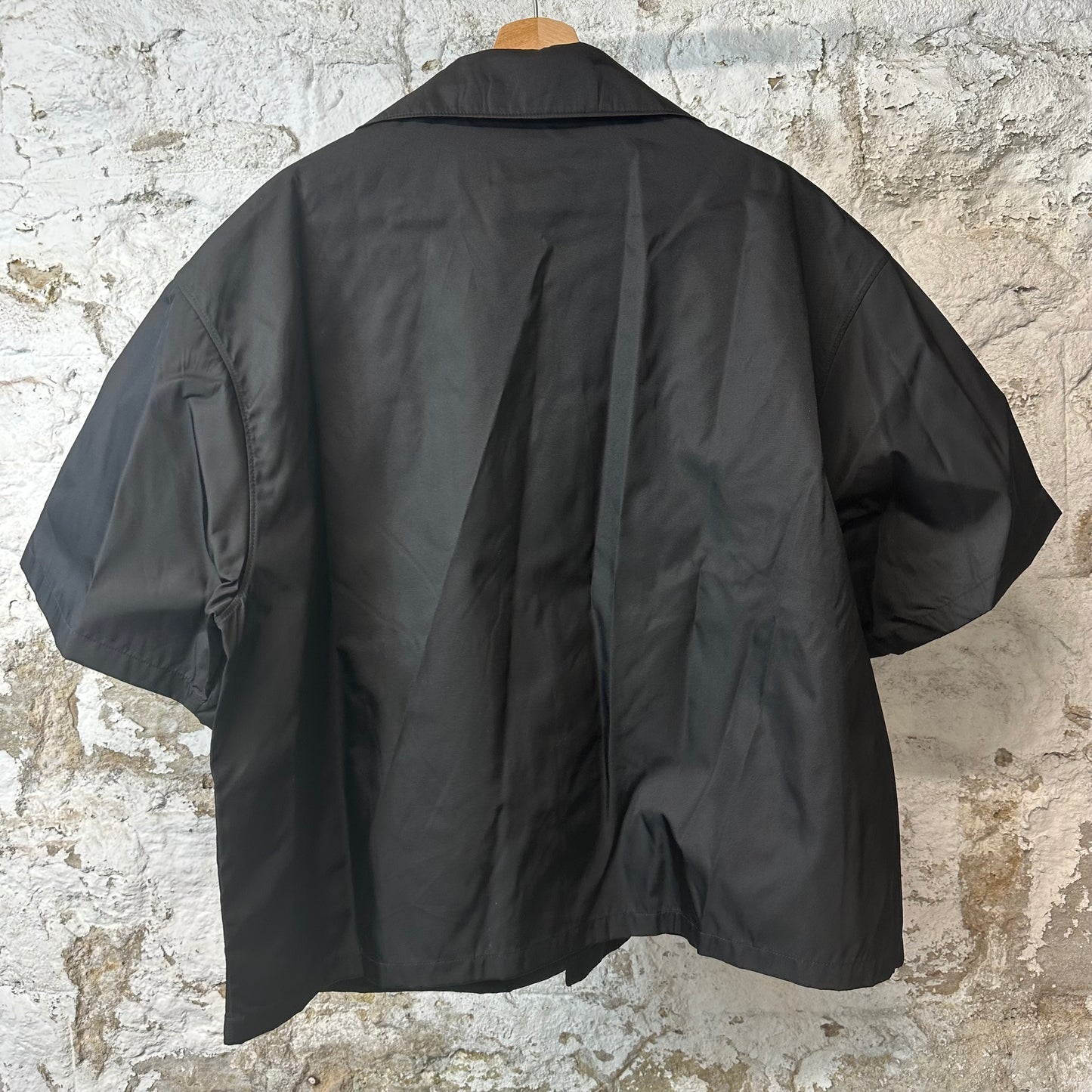 Prada Renylon Button Up Camp Shirt Black Sz L
