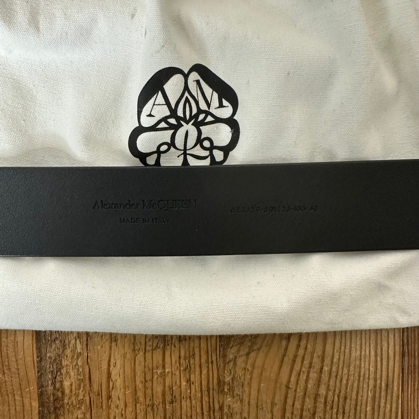 Alexander Mcqueen Gold Buckle Black Belt Sz (100)