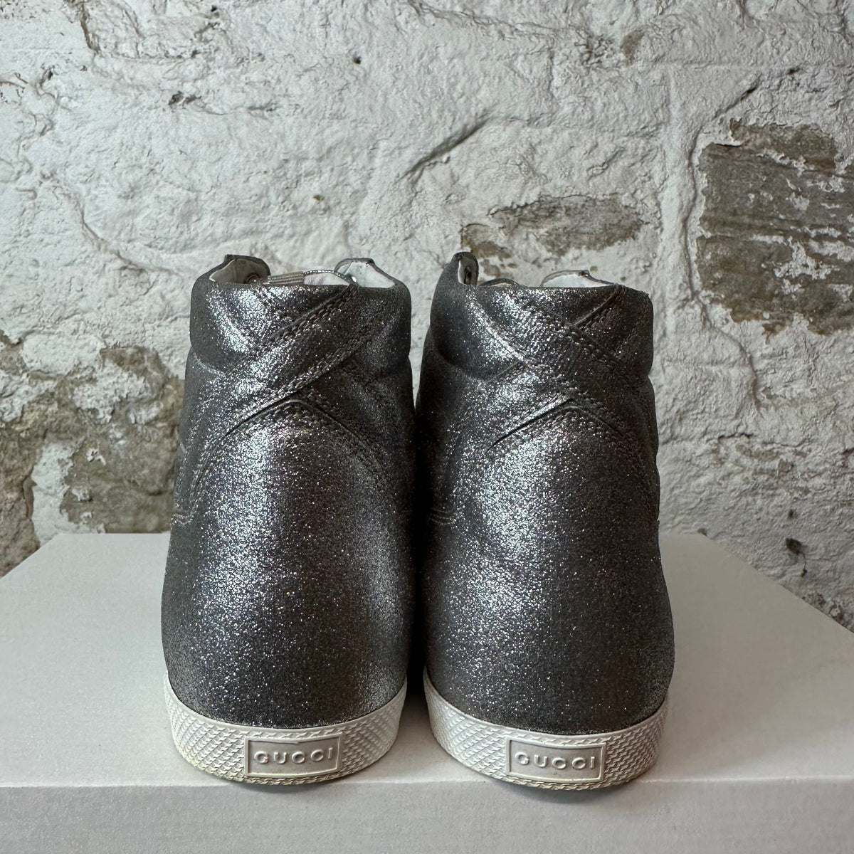 Gucci High Web Glitter Sneaker Sz 8