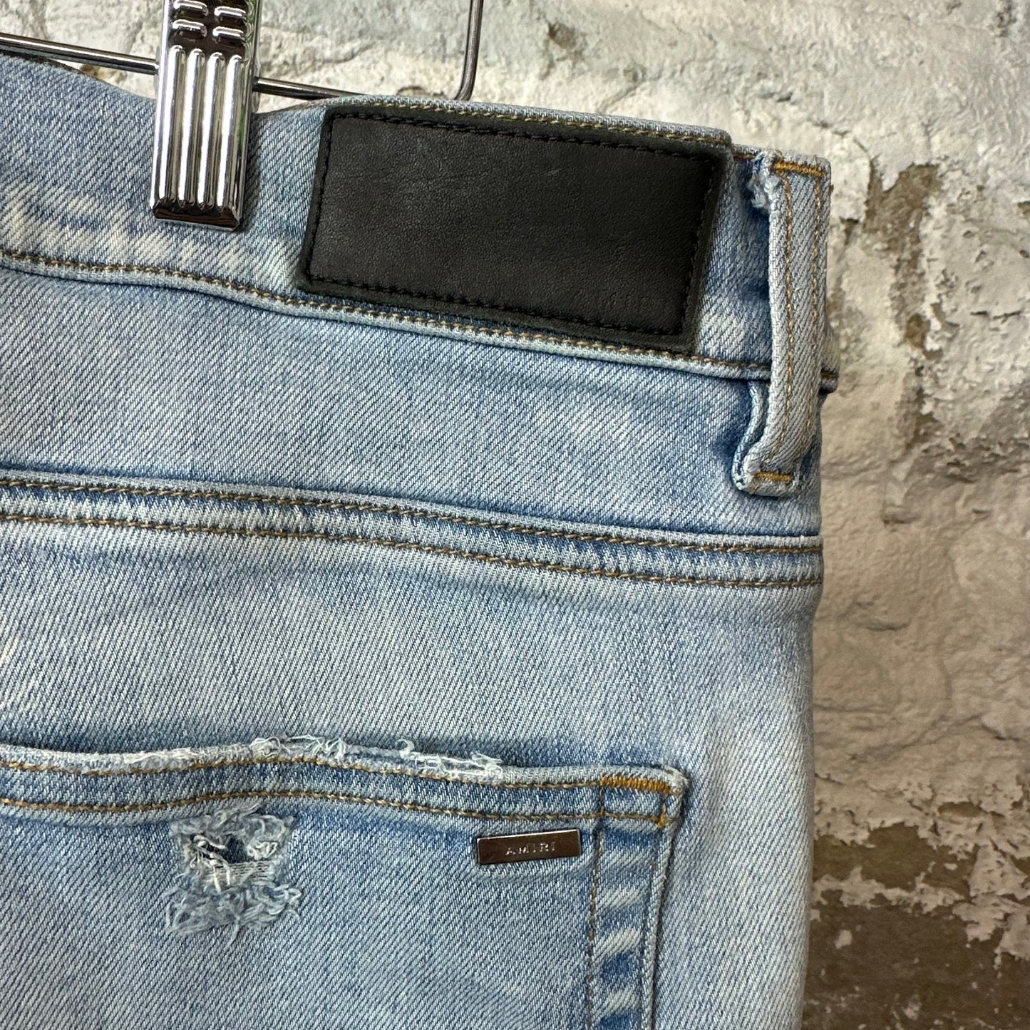 Amiri Zig Zag Logos Blue Denim Jeans Sz 36