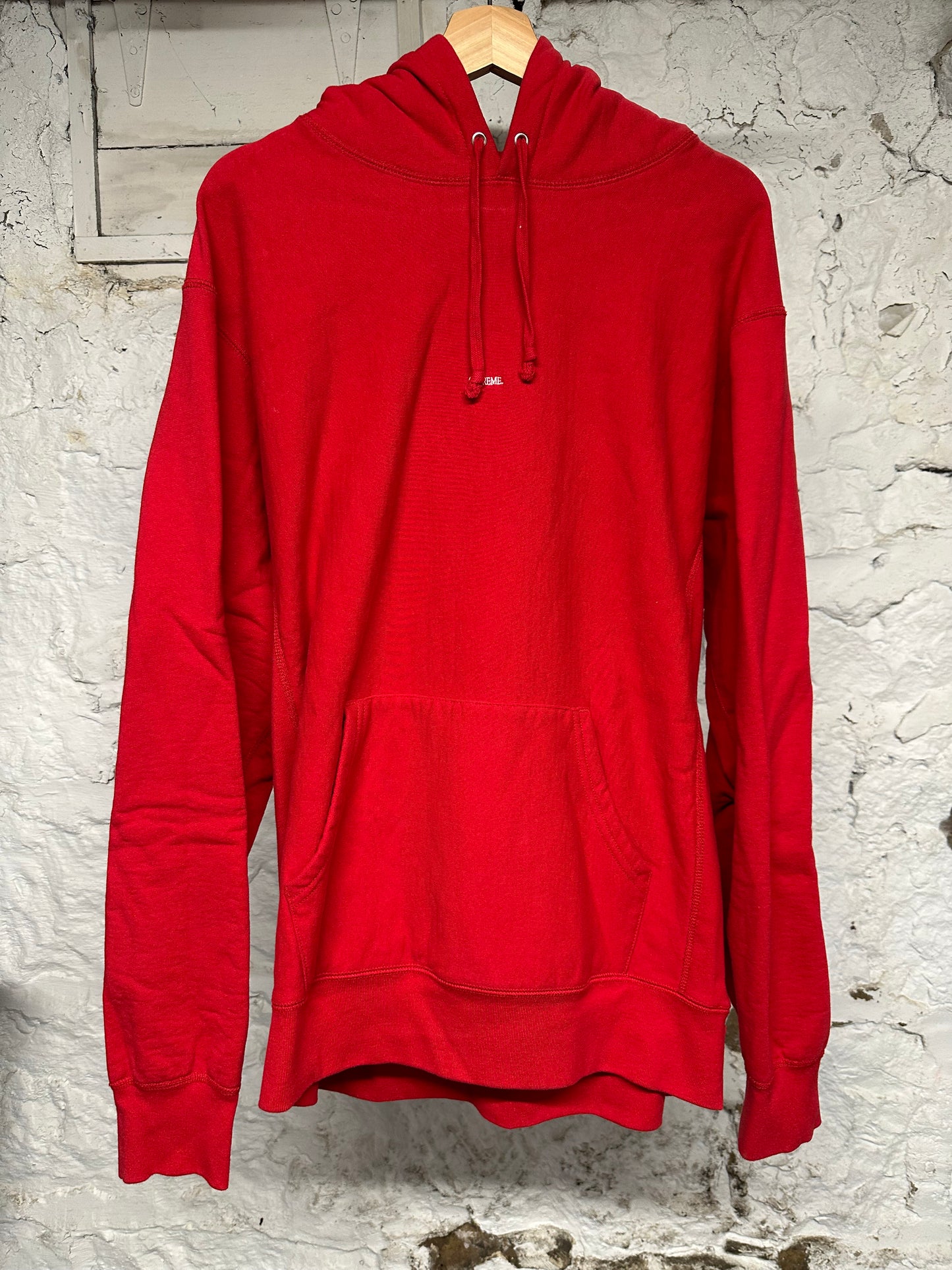 Supreme Red Micro Logo Hoodie Sz XL