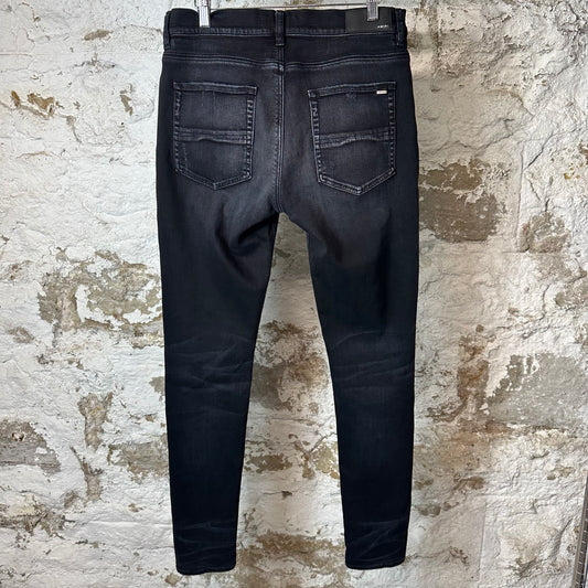 Amiri MX1 Camo Patch Black Denim Jeans Sz 34
