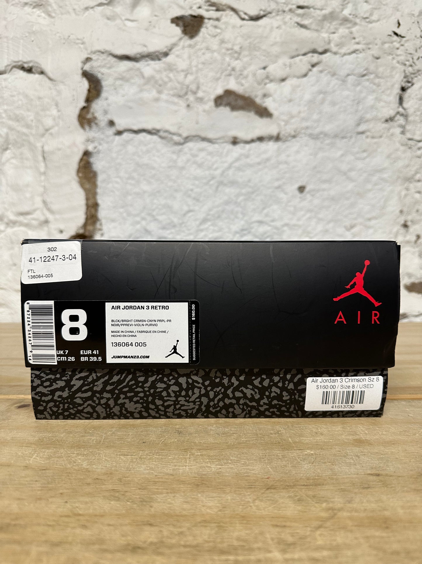 Air Jordan 3 Crimson Sz 8