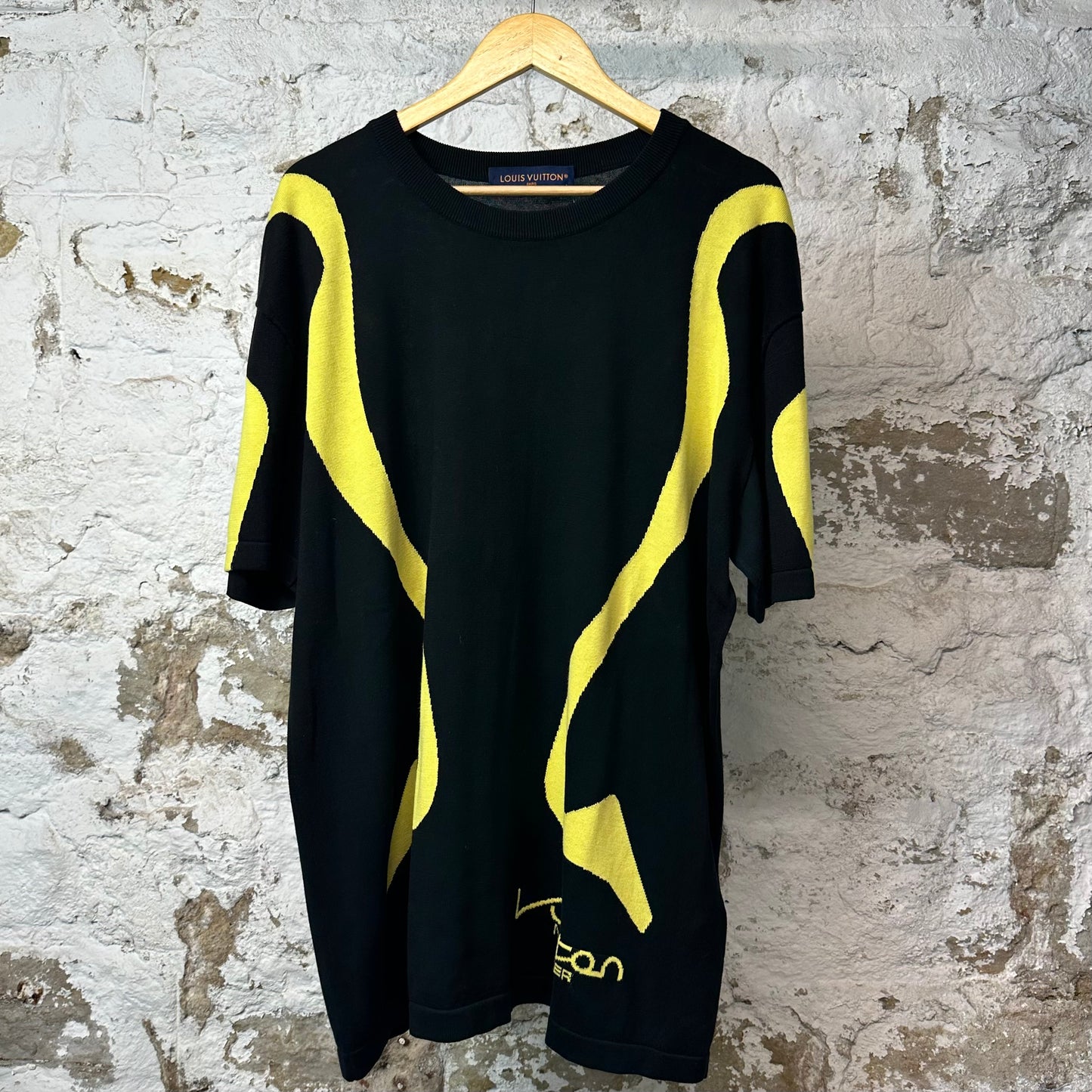 Louis Vuitton Malletier Black Yellow Knit T-shirt Sz XXXL (4L)